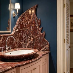 Red Ravel Jasper Marble Bathroom Backsplash