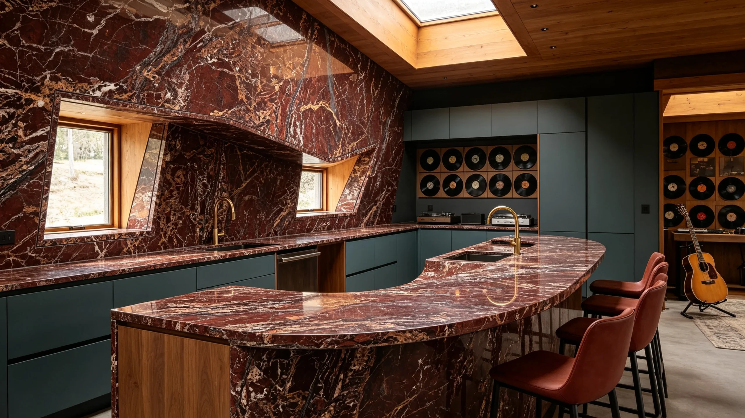 Red Ravel Jasper Marble Kitchen Countertop
