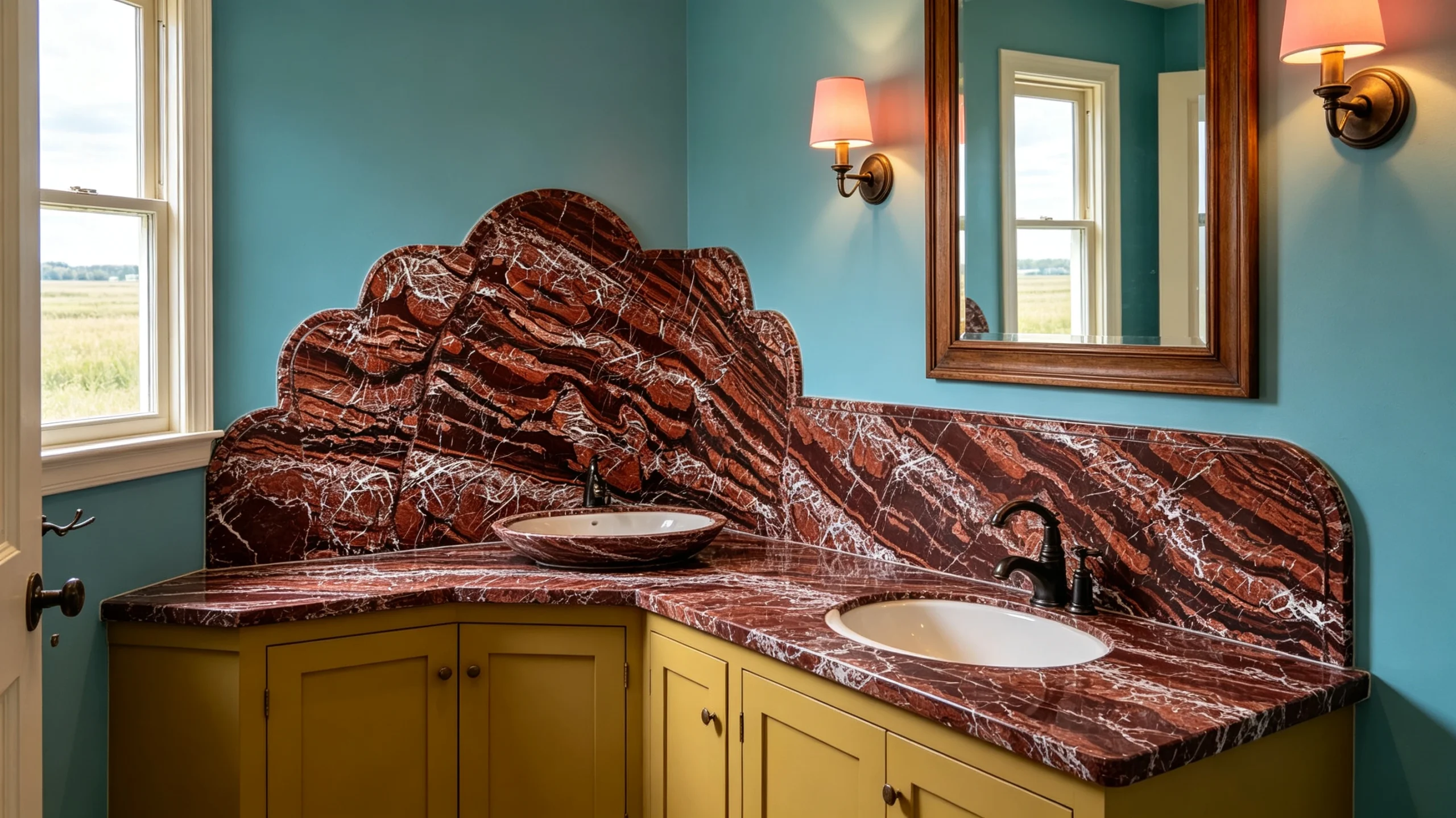 Rosso Levanto Stone Basyx Marble Bathroom Backsplash