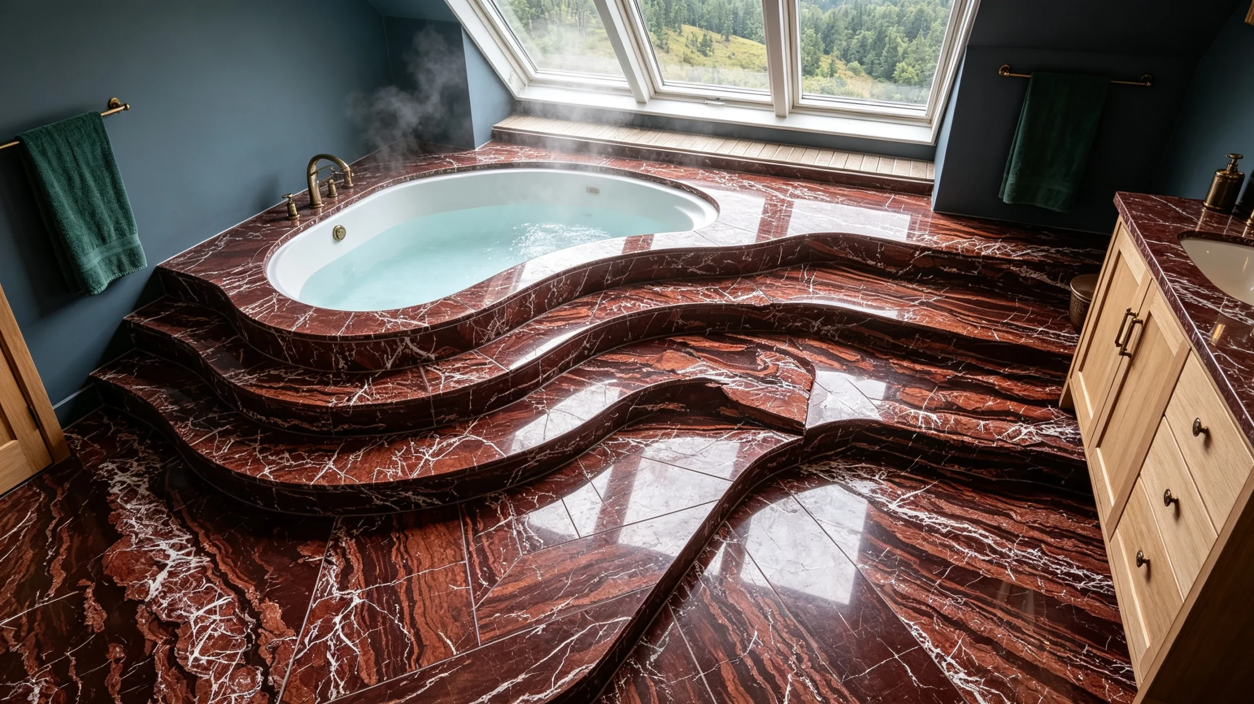 Rosso Levanto Stone Basyx Marble Bathroom Floor