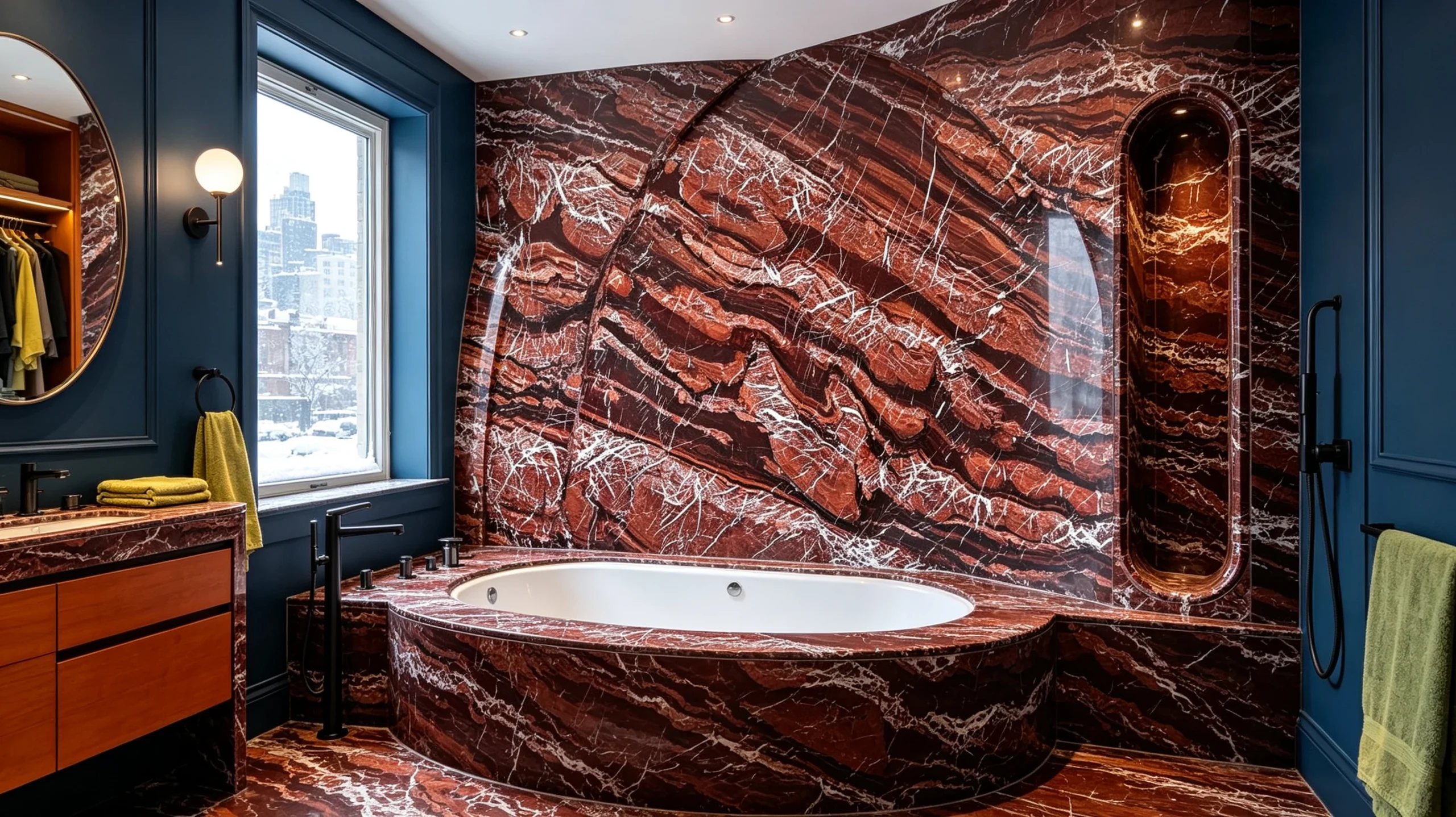 Rosso Levanto Stone Basyx Marble Bathroom Wall