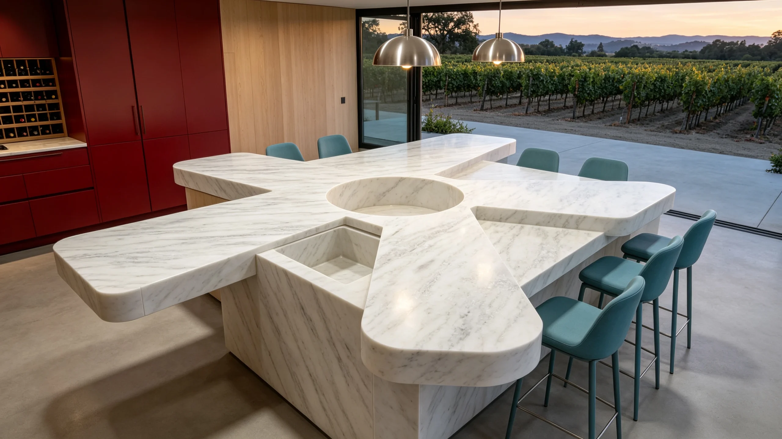 Shadow Storm Zucchi Stones Marble Kitchen Island