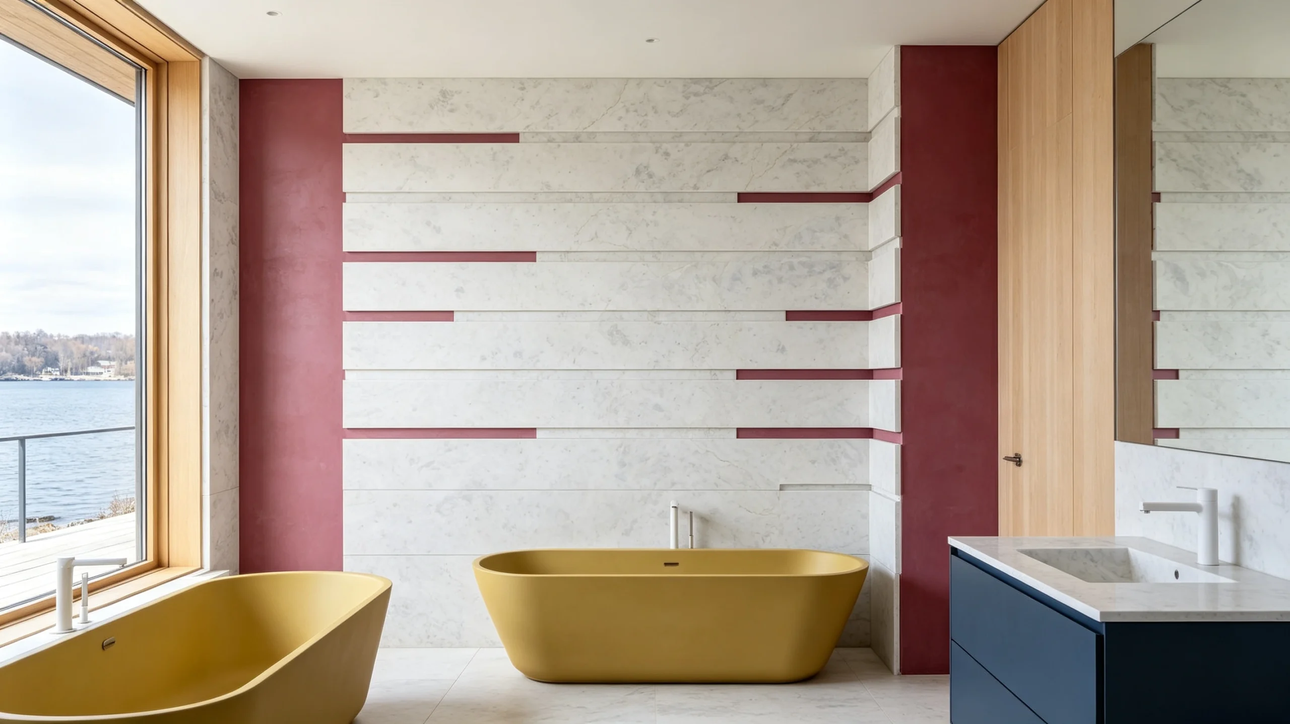 Sky White Stone Basyx Marble Bathroom Wall