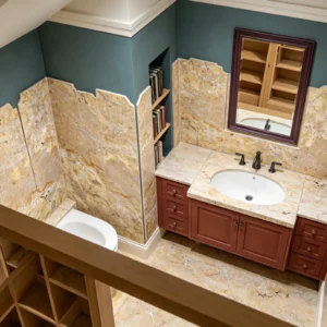 Spanish Gold Marble Bathroom Backsplash
