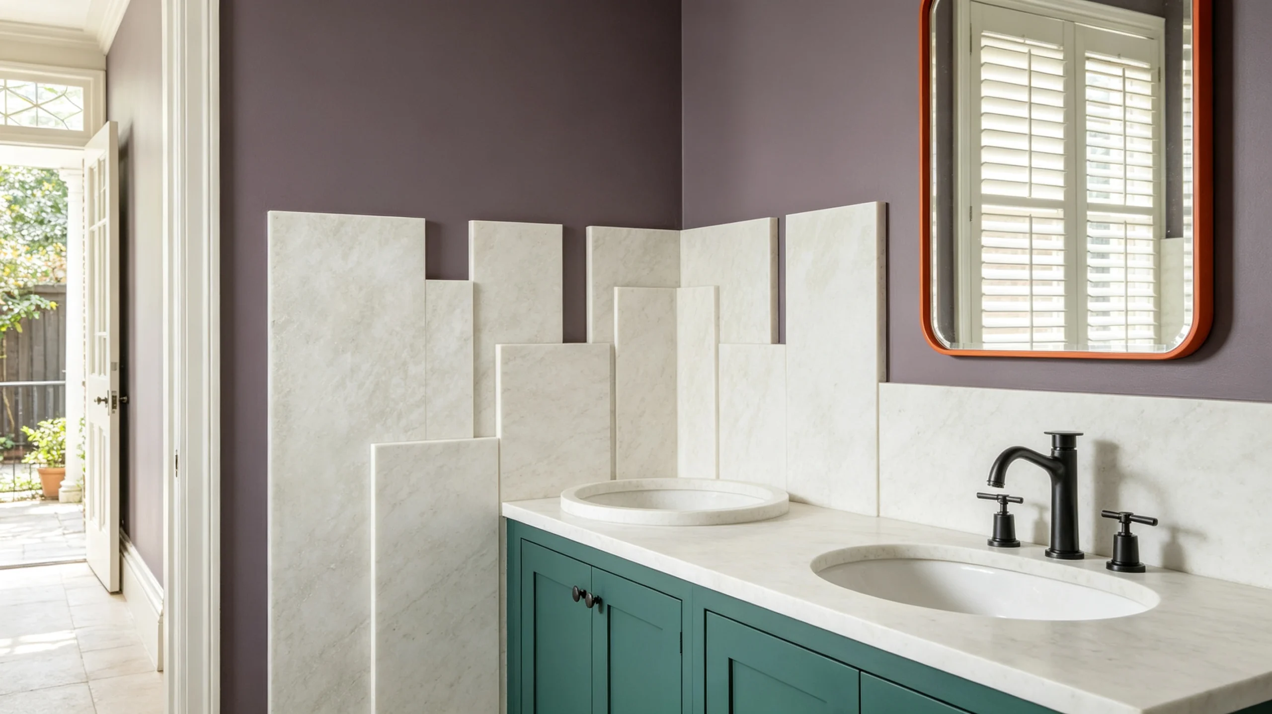 Sparkling Marble Bathroom Backsplash