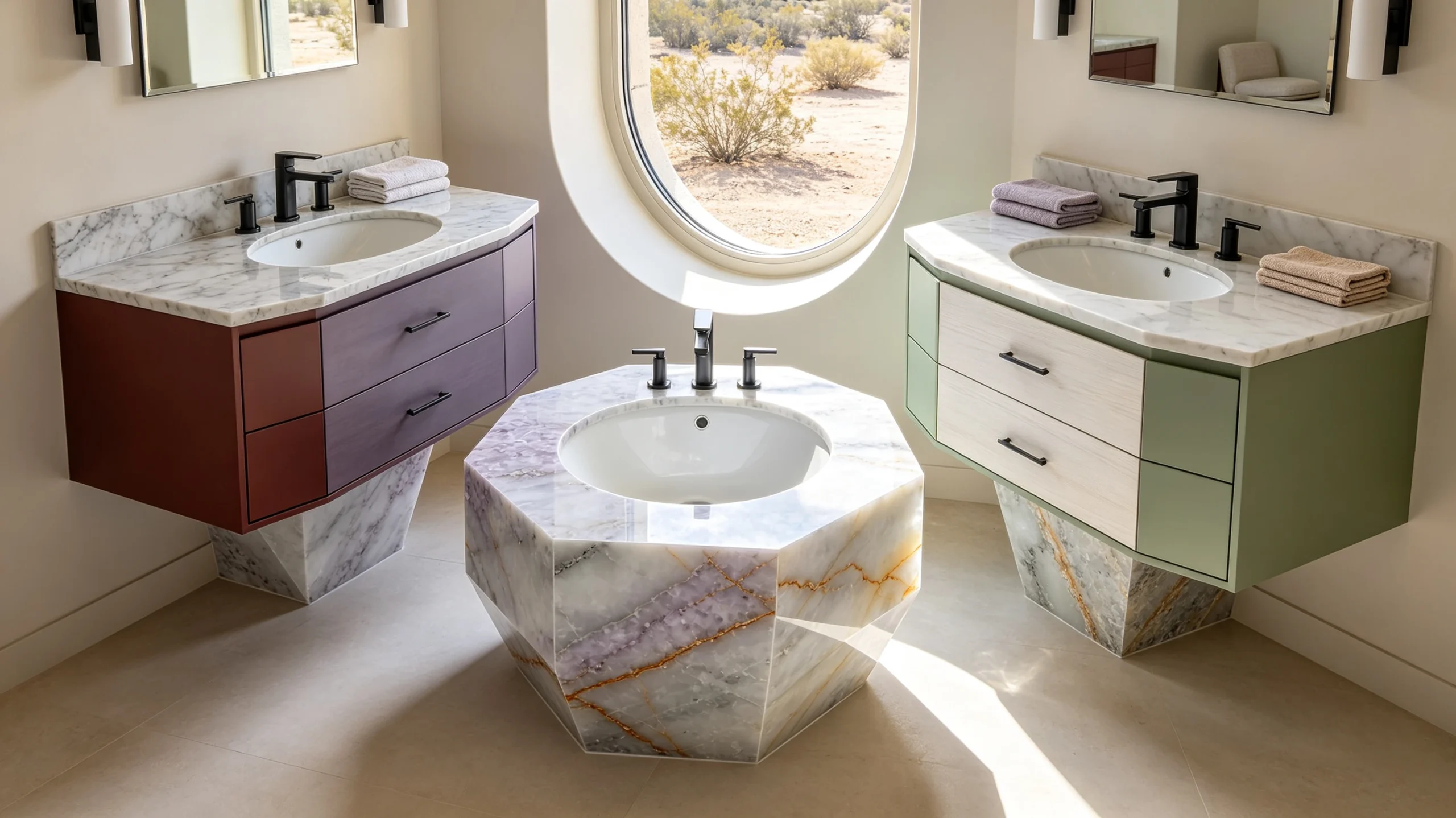 Statuario Crystal Zucchi Stones Marble Bathroom Vanity