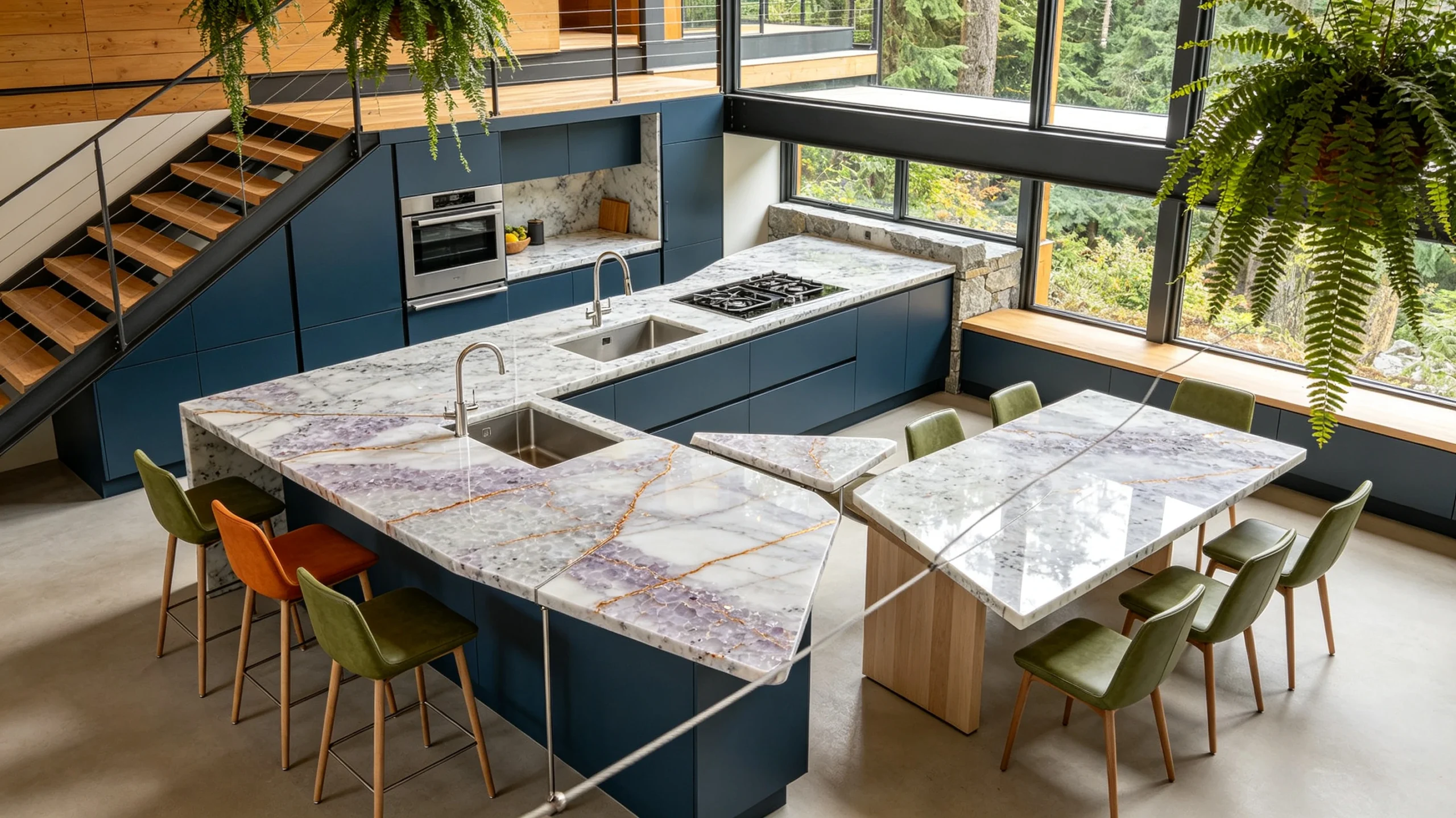 Statuario Crystal Zucchi Stones Marble Kitchen Island