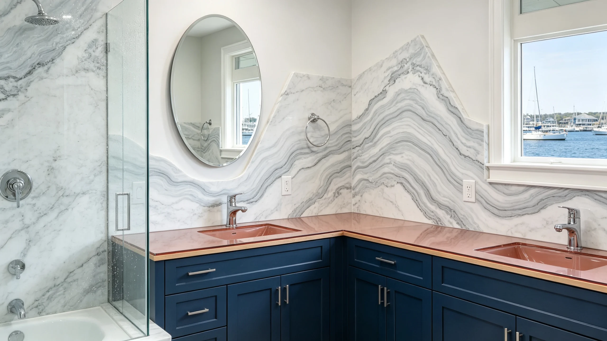 Statuario Djanballa Rq Marble Bathroom Backsplash