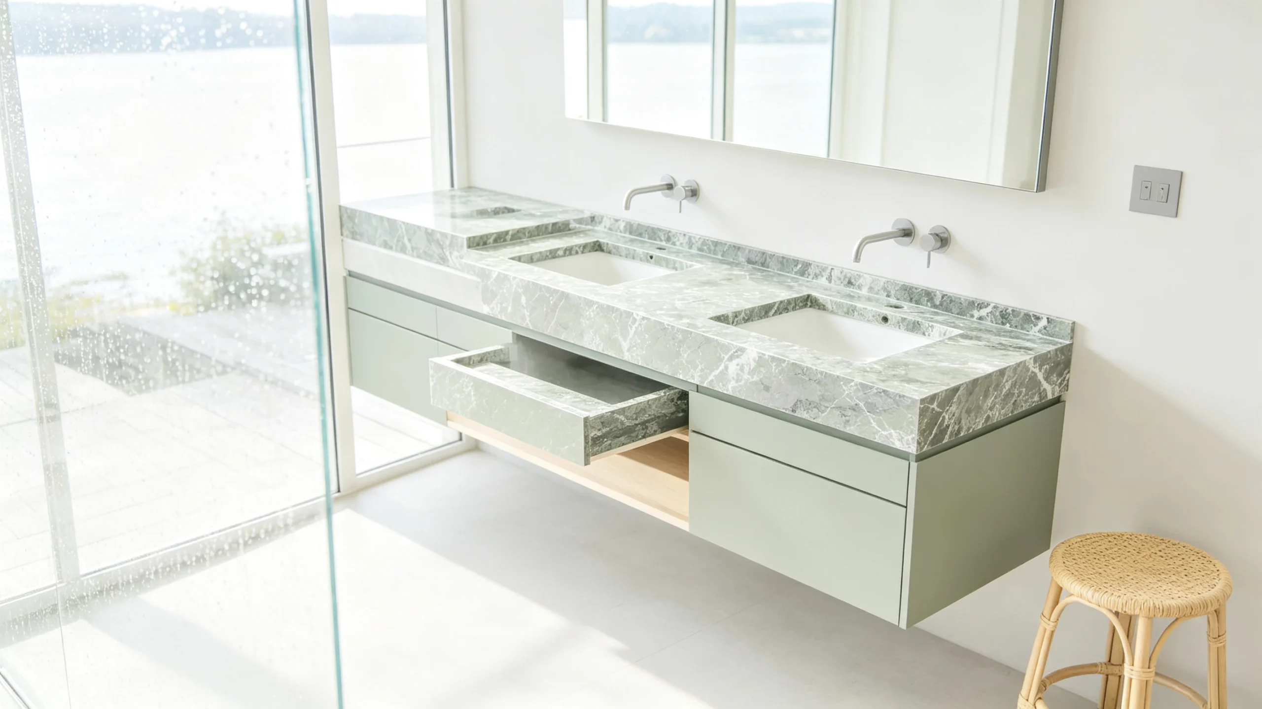 Verde Olio Rq Marble Bathroom Vanity