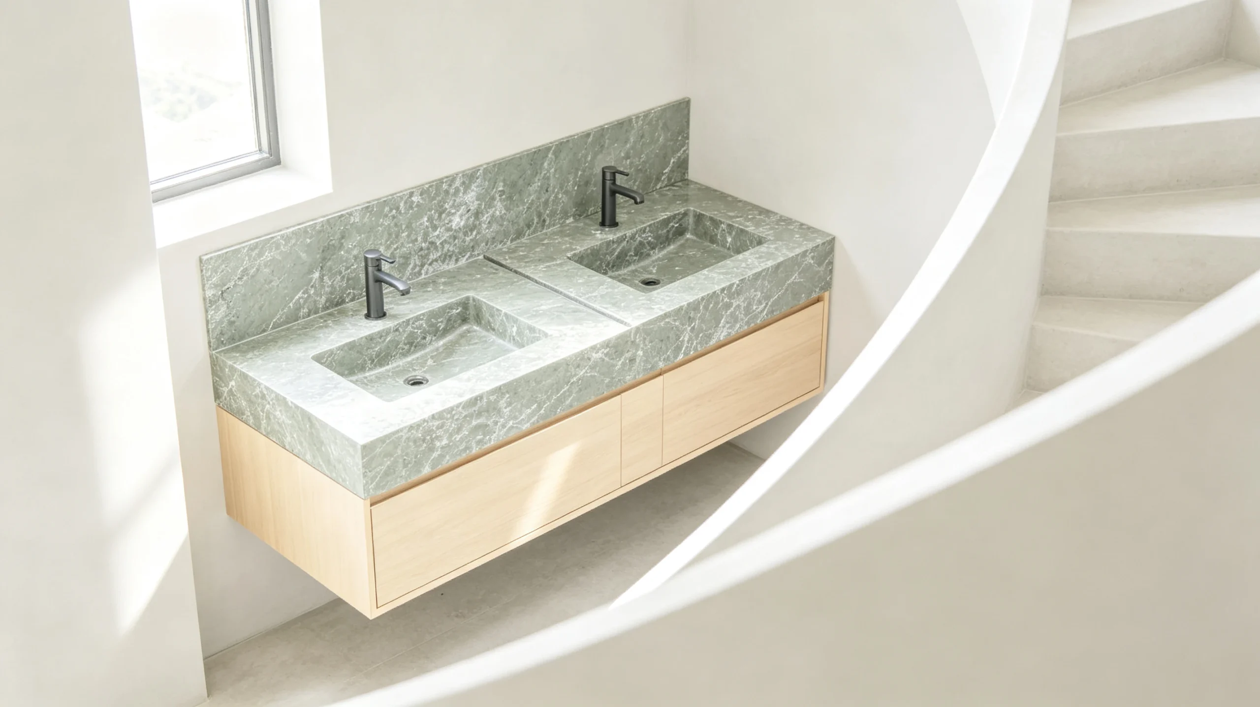 Verde Olio Rq Marble Wash Station