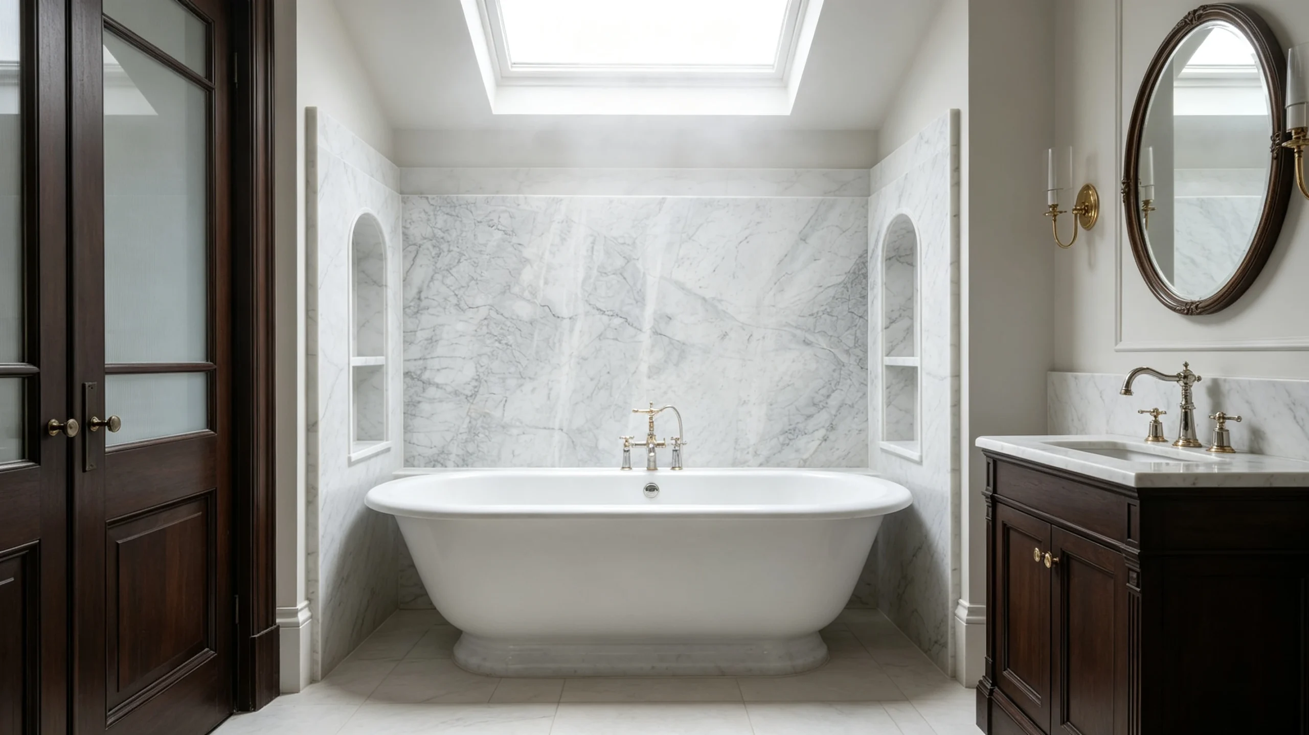 White Carrara Extra Marble Bathroom Wall