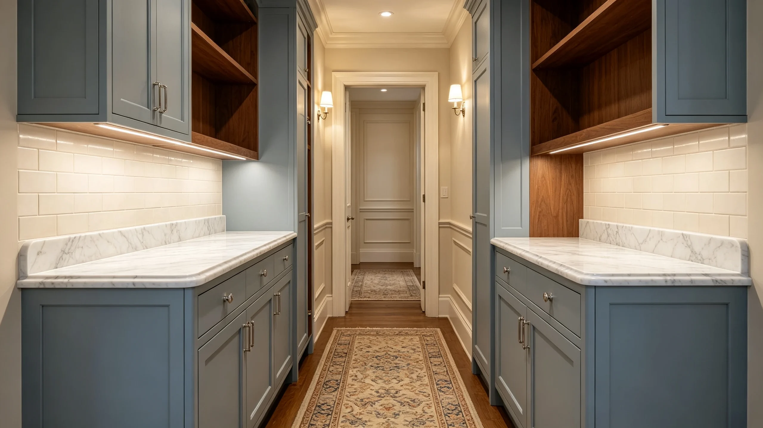 White Carrara Extra Marble Butler Pantry