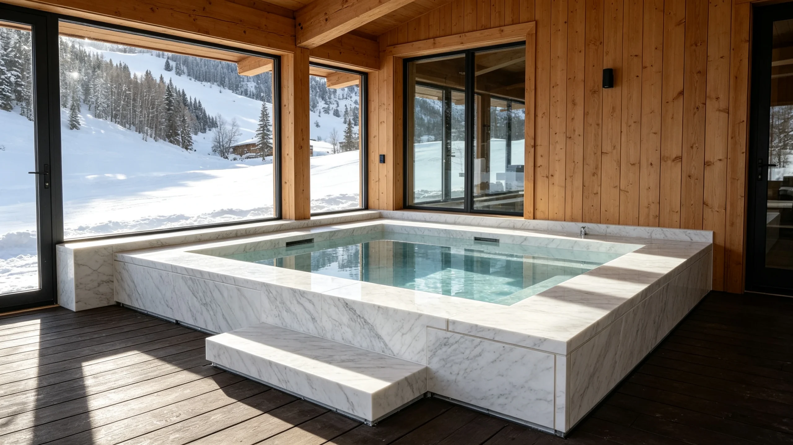 White Carrara Extra Marble Hot-tub Surround