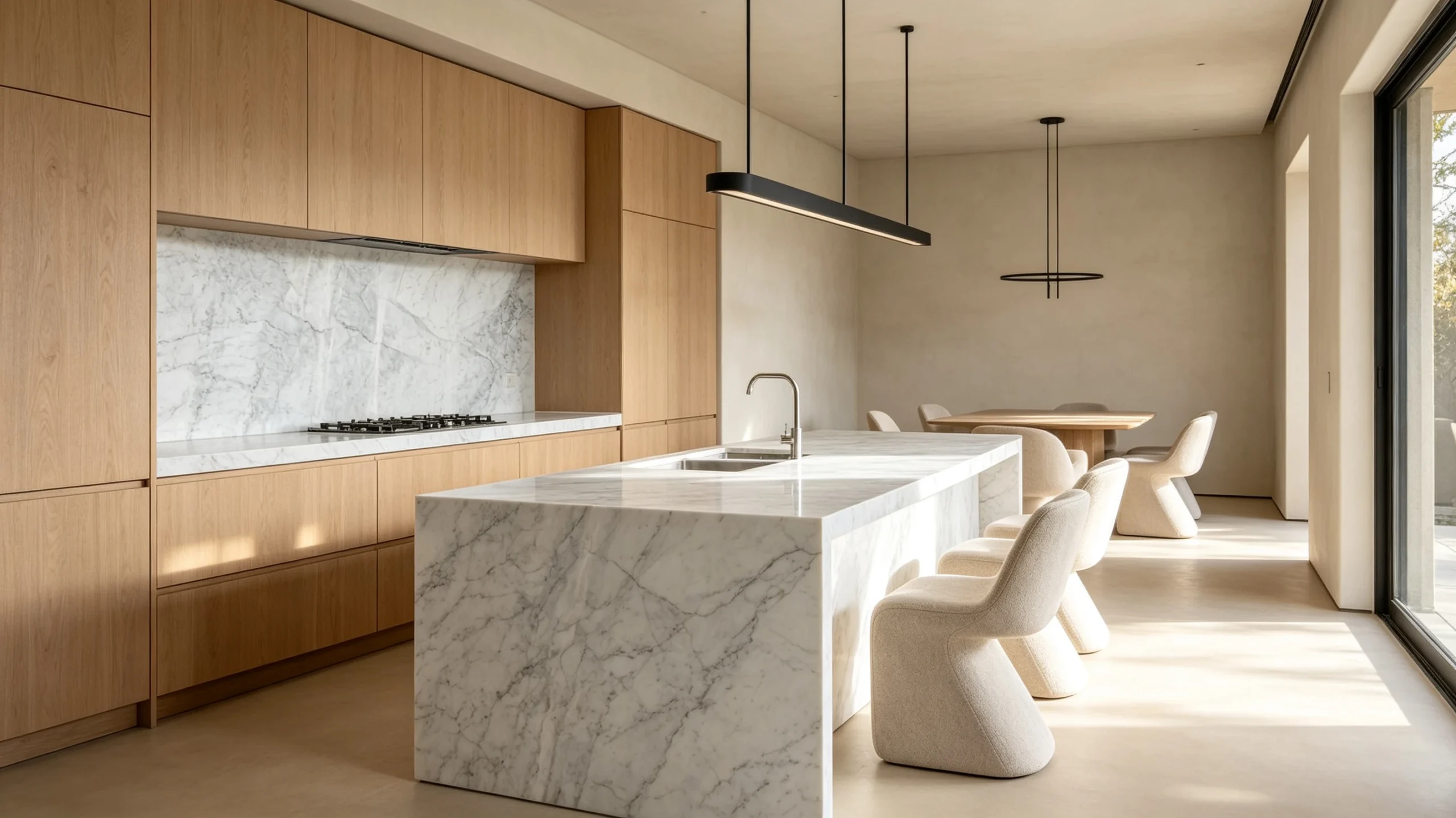 White Carrara Extra Marble Kitchen Island