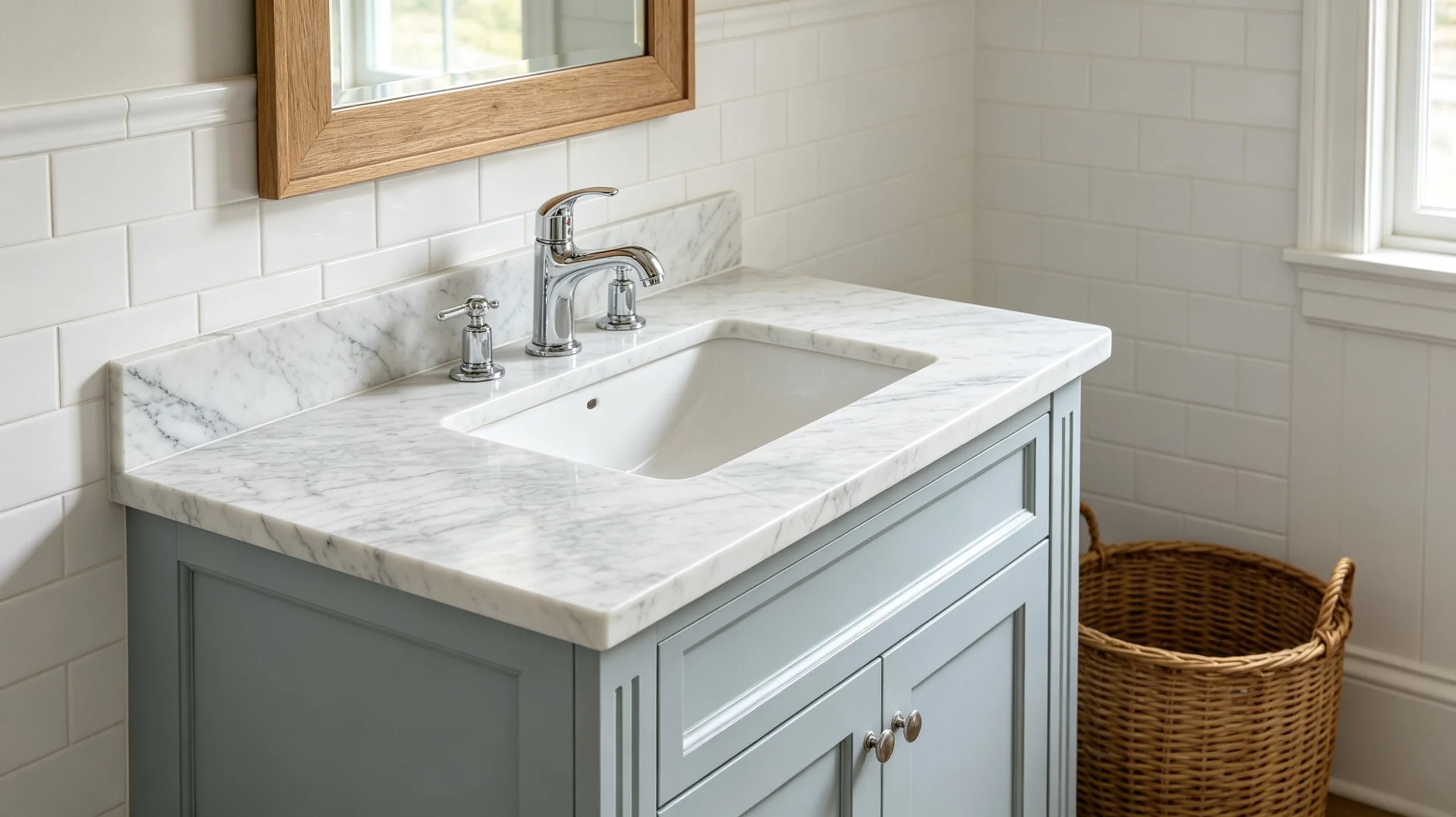White Carrara Extra Marble Wash Station