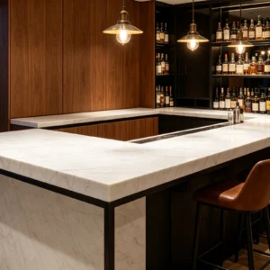 White Carrara Honed Marble Bar