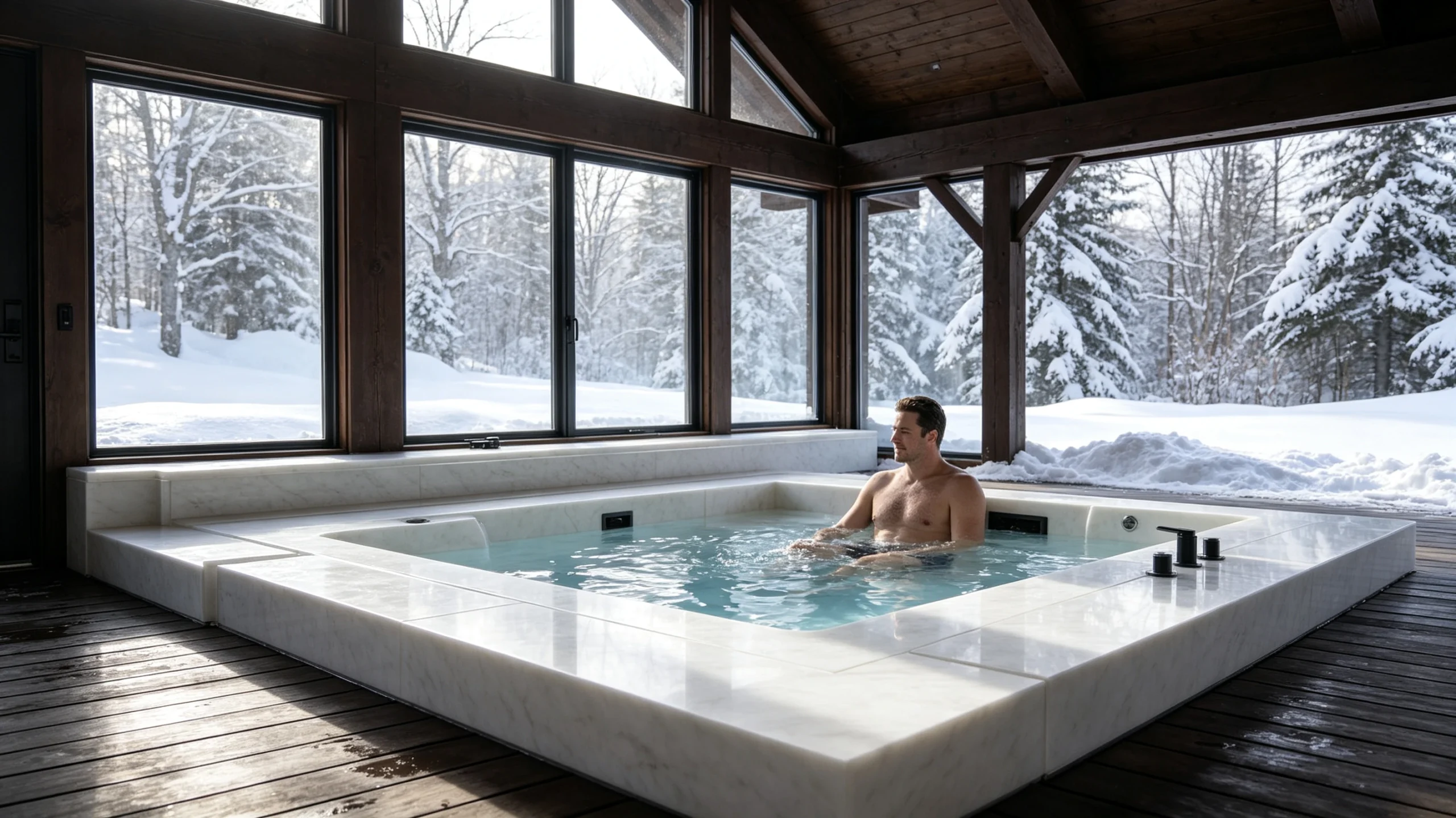 White Carrara Honed Marble Hot-tub Surround