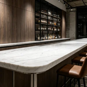 White Carrara Silver Marble Bar