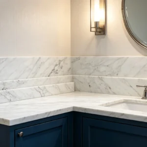 White Carrara Venatino Marble Bathroom Backsplash