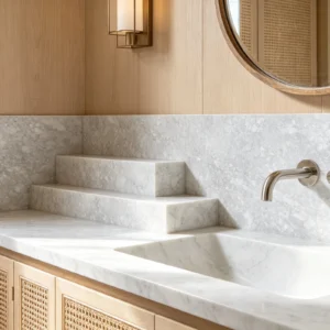 White Fantasy Marble Bathroom Backsplash