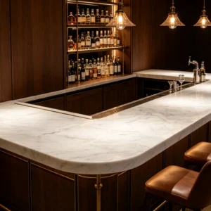 White Super Zucchi Stones Marble Bar