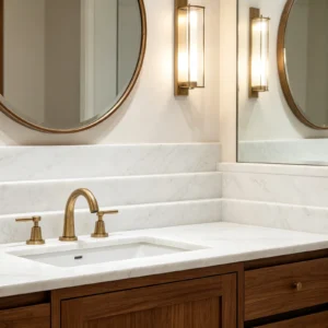 White Thassos Marble Bathroom Backsplash